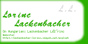 lorinc lackenbacher business card